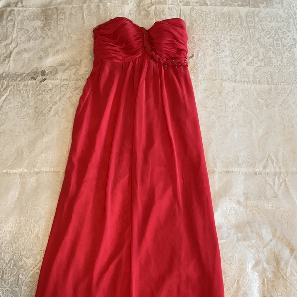 Calvin Klein red strapless maxi red